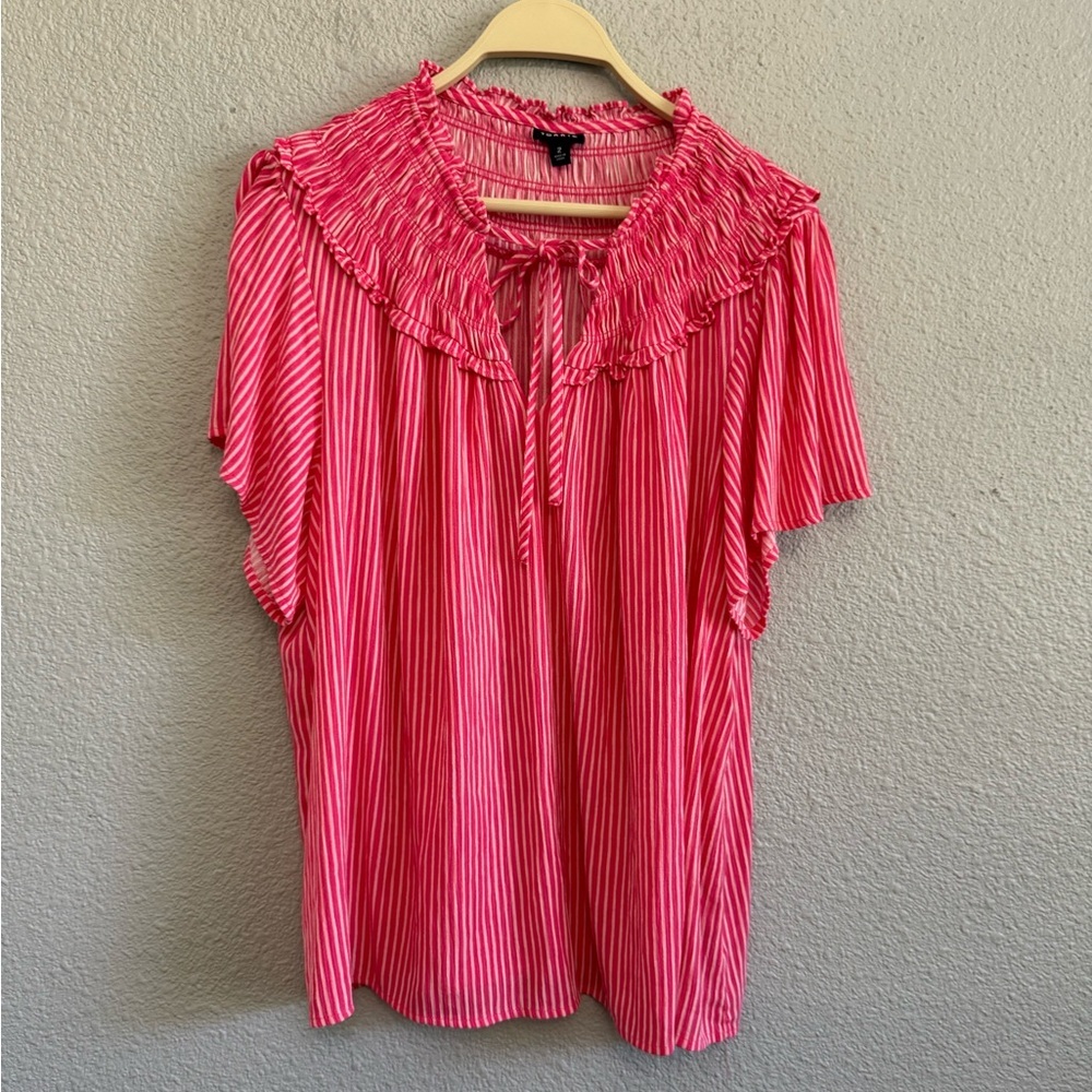 Torrid Striped Short Sleeve Blouse‎ Size 2 (18/20)